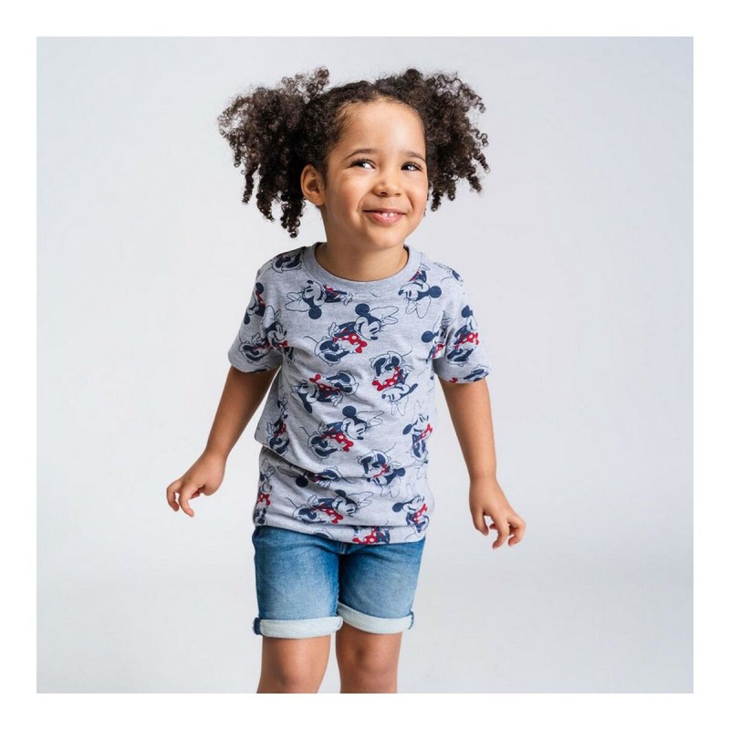 Child's Short Sleeve T-Shirt Minnie Mouse Grey