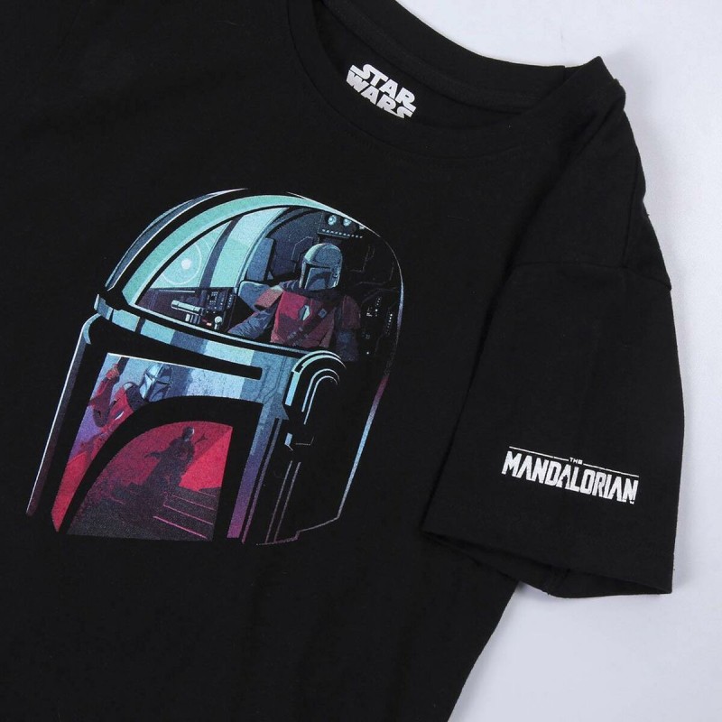 Kurzarm-T-Shirt für Kinder The Mandalorian Schwarz