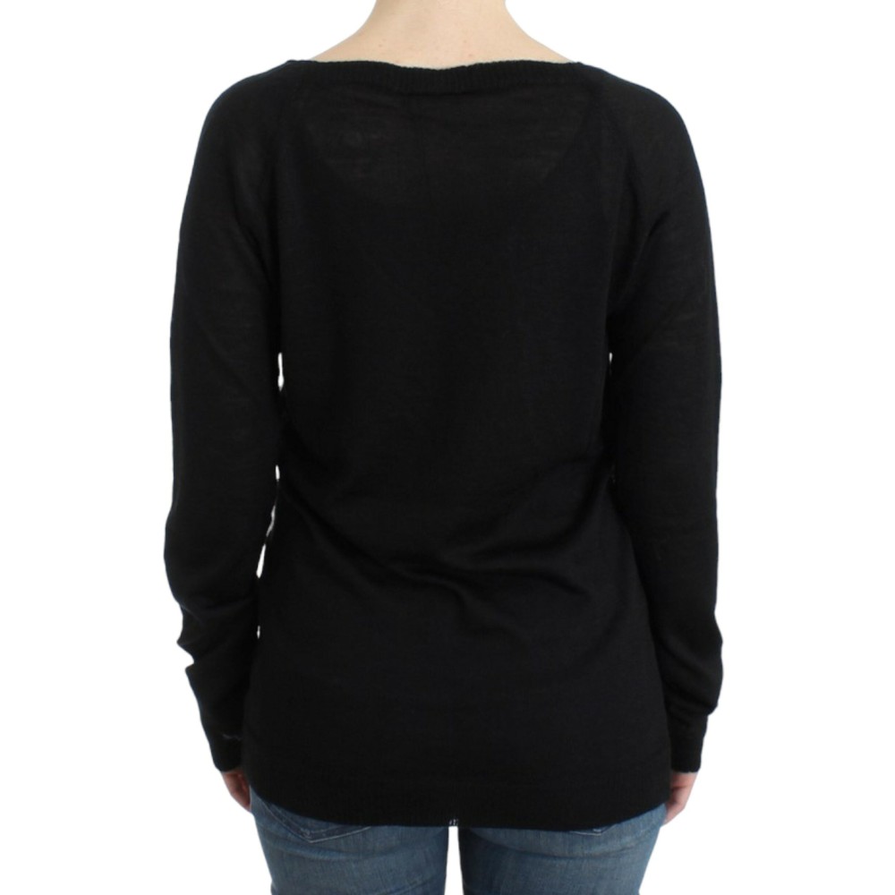 Costume National Luxuriöser Pullover mit gestreiftem V-Ausschnitt