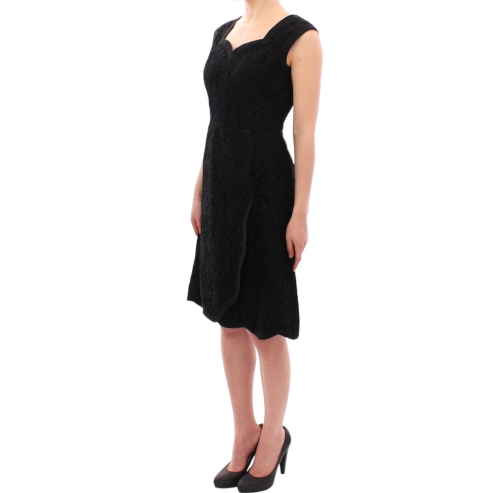 Dolce & Gabbana Elegantes Schwarzes Kleid aus geblümter Spitze