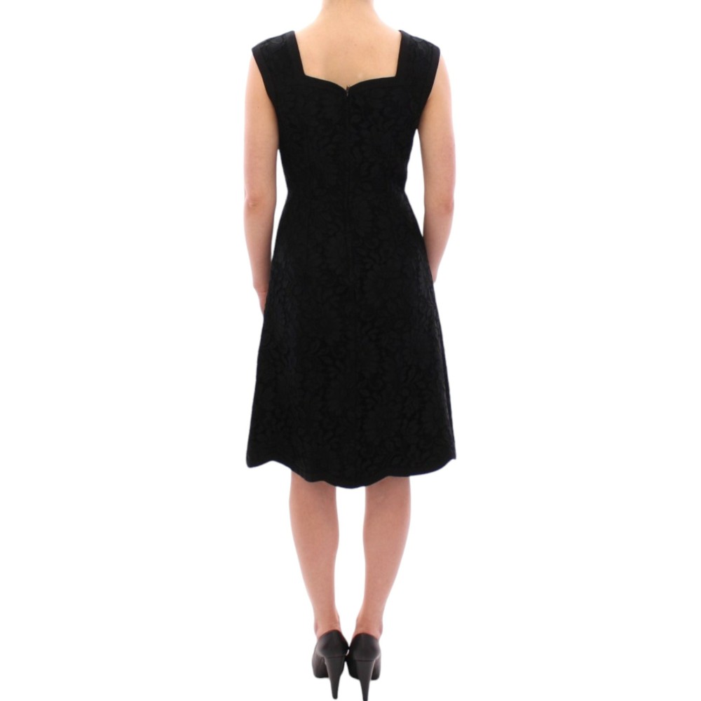 Dolce & Gabbana Elegantes Schwarzes Kleid aus geblümter Spitze