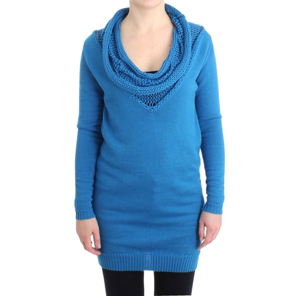 Costume National Gemütlicher blauer Strickpullover mit Rundhalsausschnitt