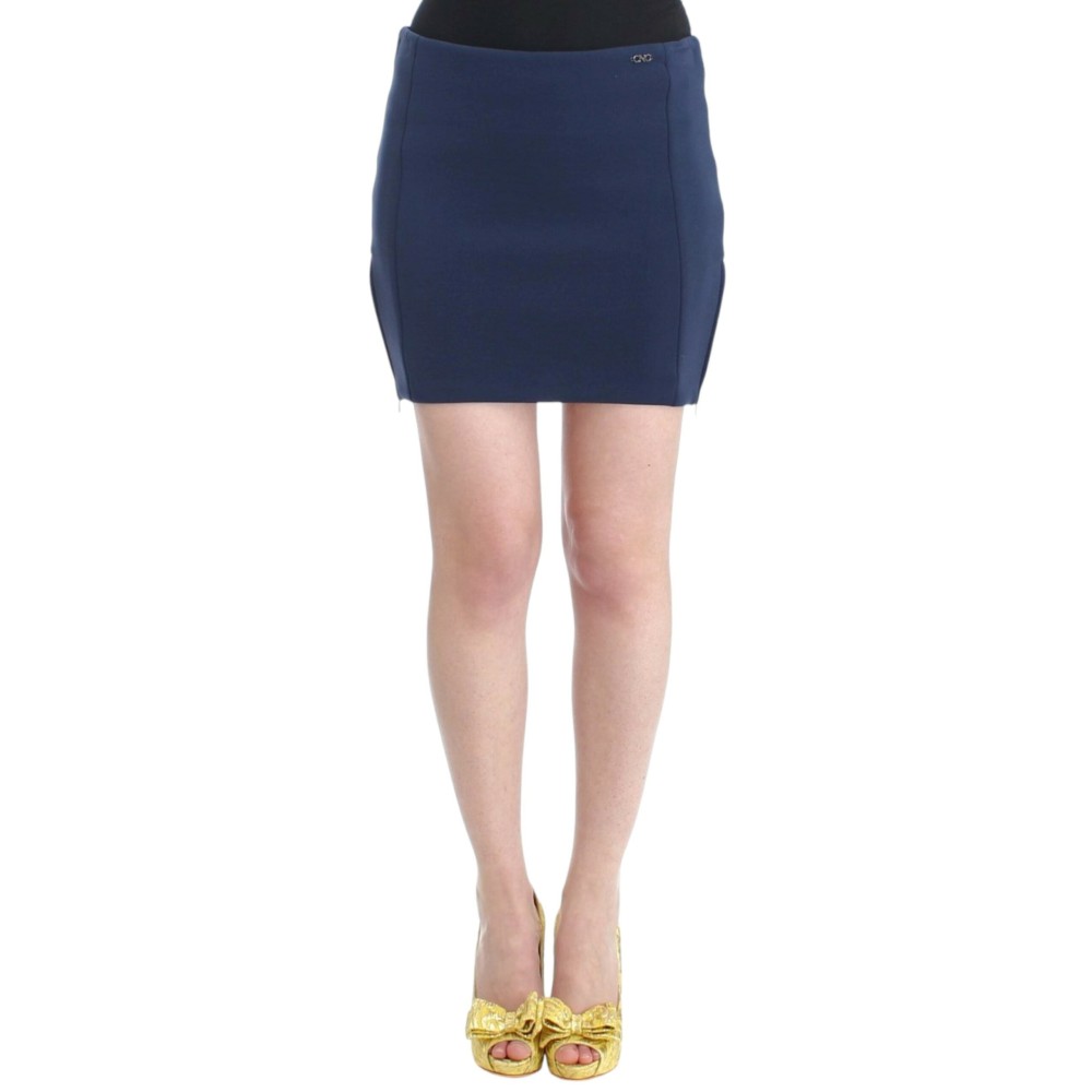 Costume National Schicker blauer Minirock mit seitlichem Reißverschluss