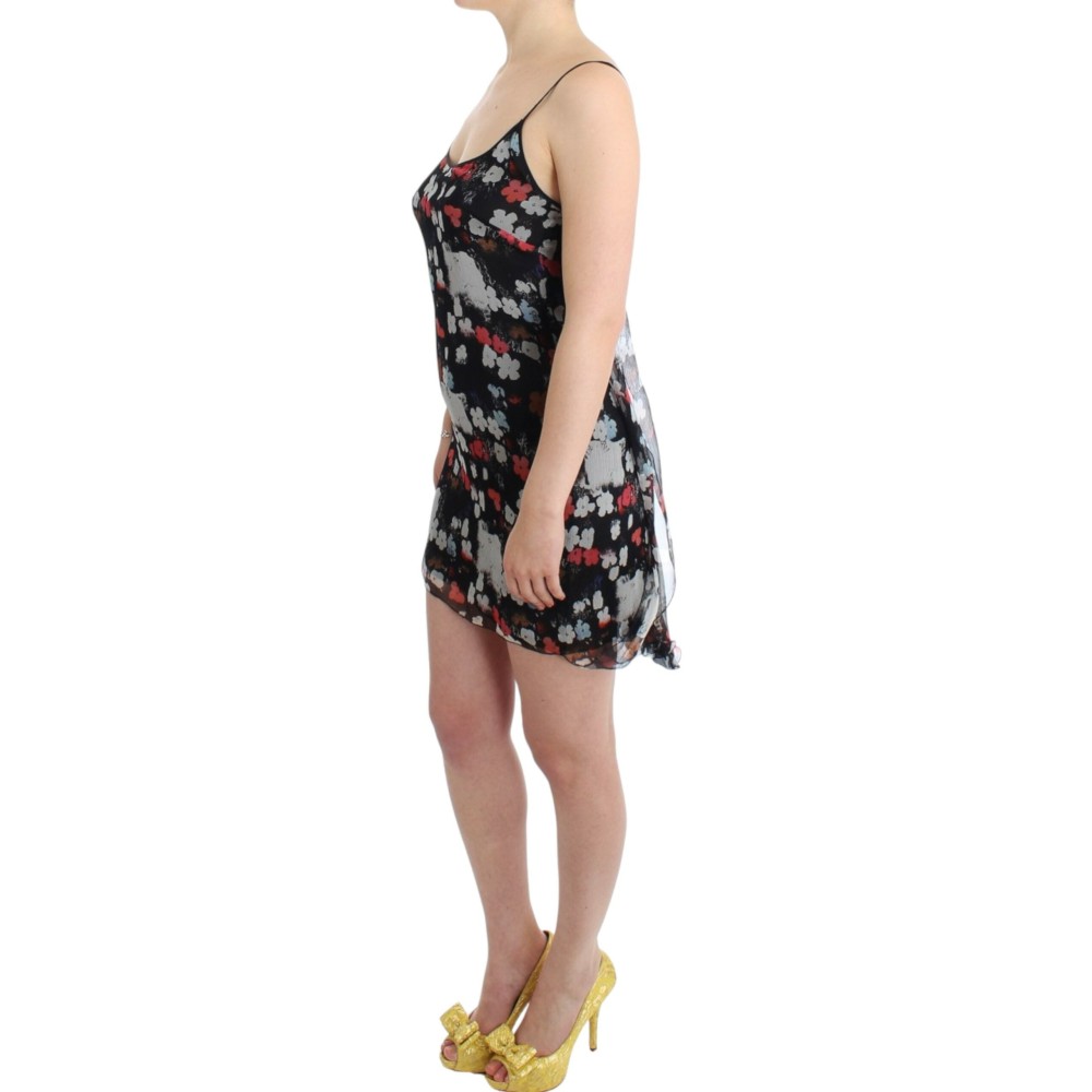 Costume National Multicolor Mini-Kleid aus geblümter Seide