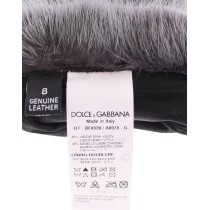 Dolce & Gabbana Elegante Graue Nerz Pelz Leder Ellenbogen Handschuhe