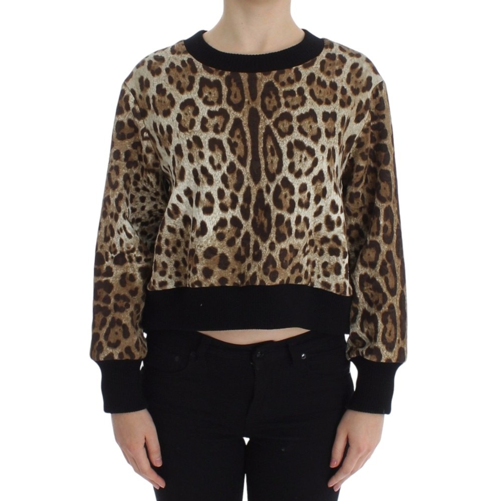 Dolce & Gabbana Elegantes kurzes Pullover-Top mit Leopardenmuster
