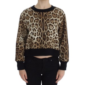 Dolce & Gabbana Elegantes kurzes Pullover-Top mit Leopardenmuster