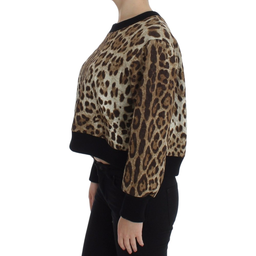 Dolce & Gabbana Elegantes kurzes Pullover-Top mit Leopardenmuster