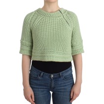 Ermanno Scervino Schicker grüner Cropped Cotton Sweater
