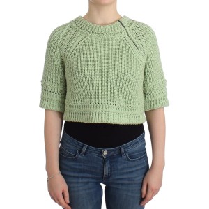 Ermanno Scervino Schicker grüner Cropped Cotton Sweater
