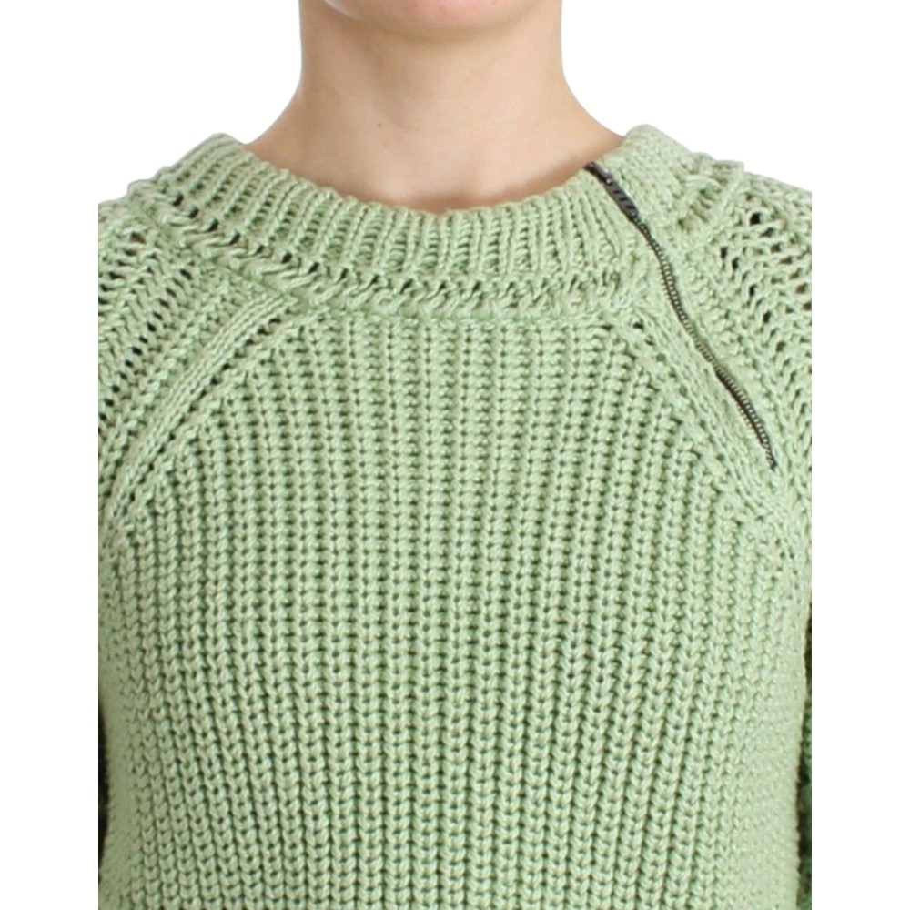Ermanno Scervino Schicker grüner Cropped Cotton Sweater