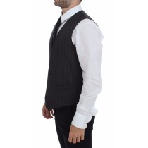 Dolce & Gabbana Elegantes gestreiftes graues Kleid Weste