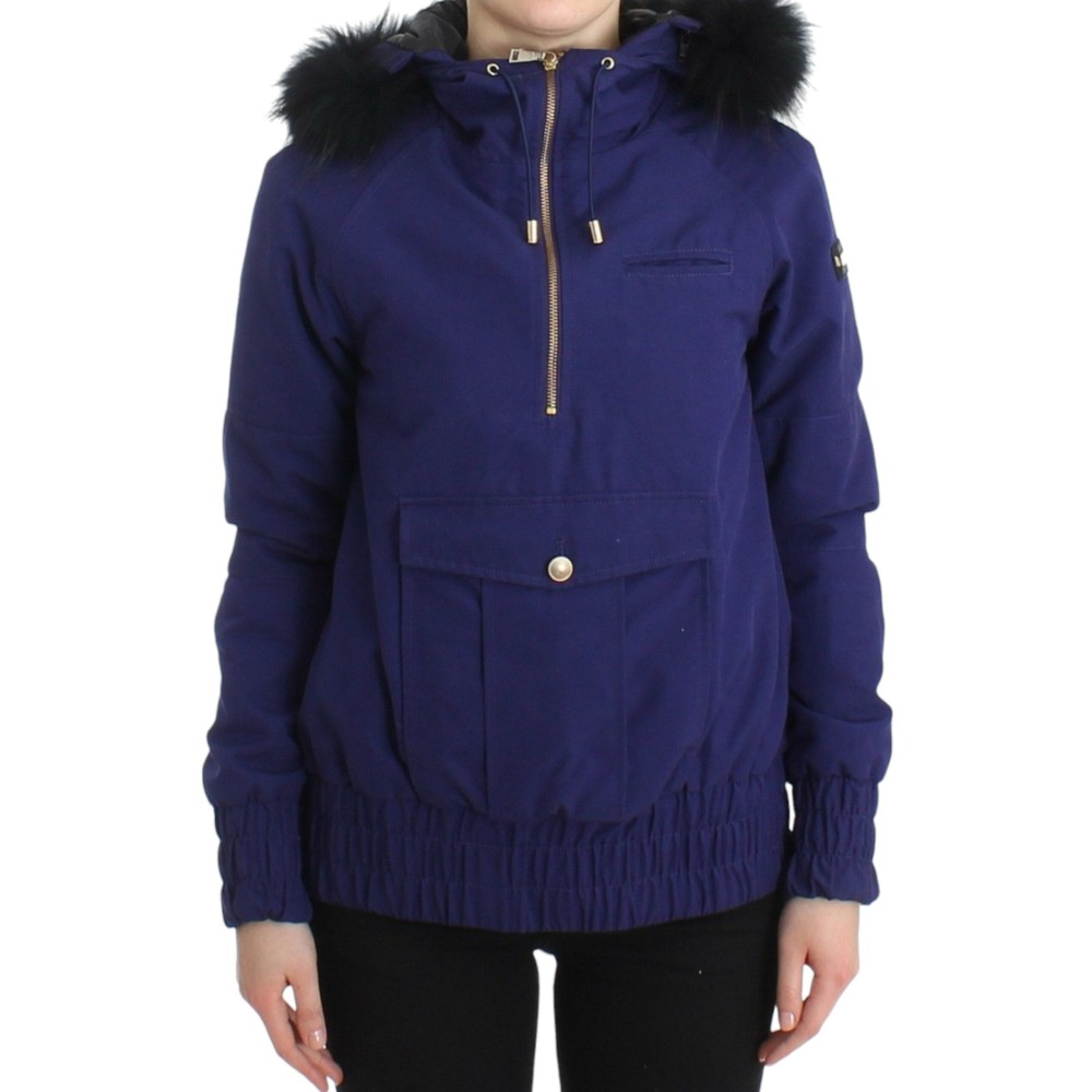 GF Ferre Schicke blaue K-Way Jacke mit Kunstfell-Akzent