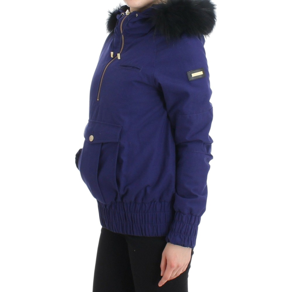 GF Ferre Schicke blaue K-Way Jacke mit Kunstfell-Akzent