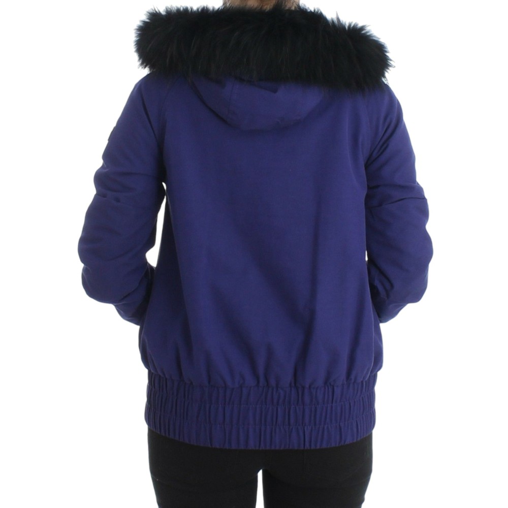 GF Ferre Schicke blaue K-Way Jacke mit Kunstfell-Akzent