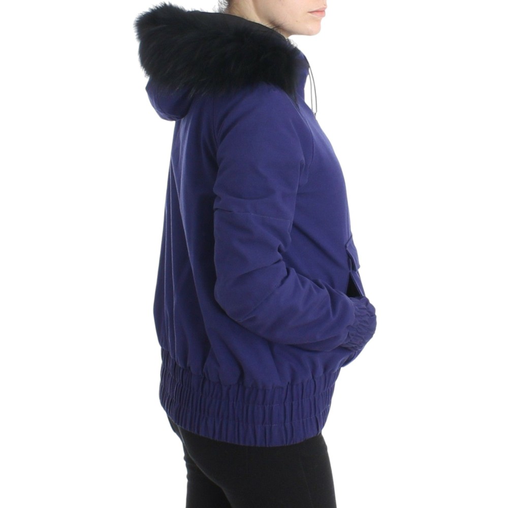 GF Ferre Schicke blaue K-Way Jacke mit Kunstfell-Akzent