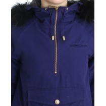 GF Ferre Schicke blaue K-Way Jacke mit Kunstfell-Akzent