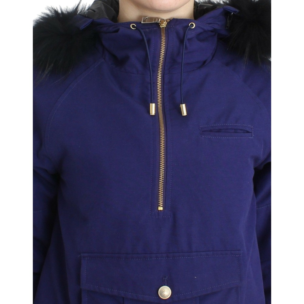 GF Ferre Schicke blaue K-Way Jacke mit Kunstfell-Akzent