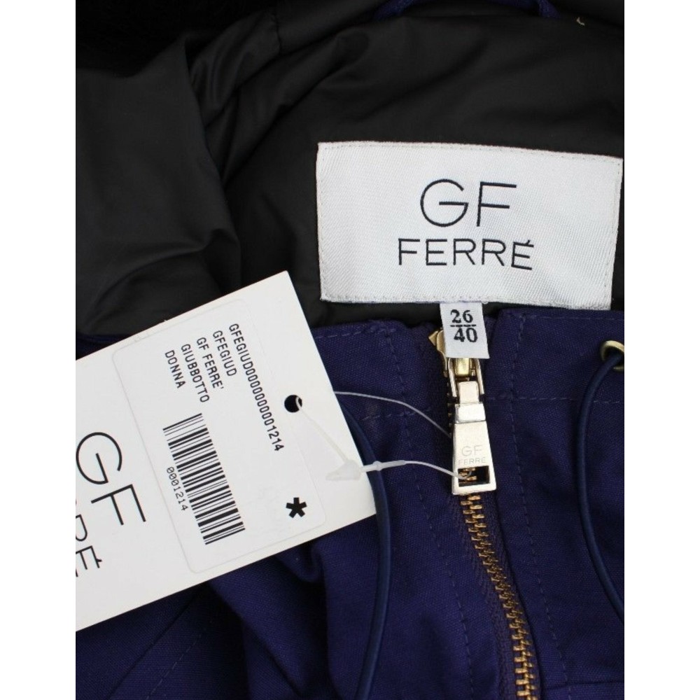 GF Ferre Schicke blaue K-Way Jacke mit Kunstfell-Akzent