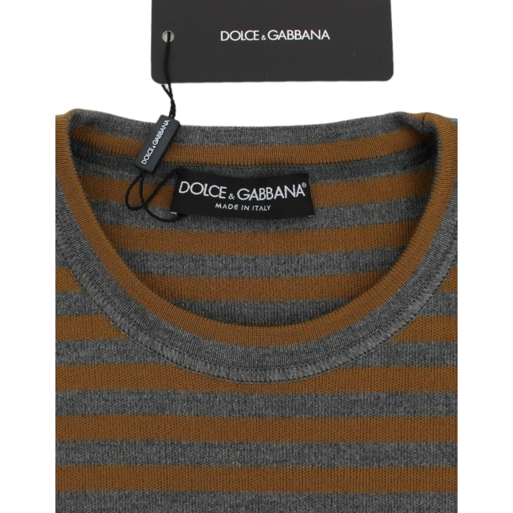 Dolce & Gabbana Gelb & Grau gestreifter Pullover in Übergröße
