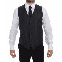 Dolce & Gabbana Elegantes graues gestreiftes Kleid Weste