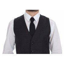 Dolce & Gabbana Elegantes graues gestreiftes Kleid Weste