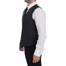 Dolce & Gabbana Elegantes graues gestreiftes Kleid Weste