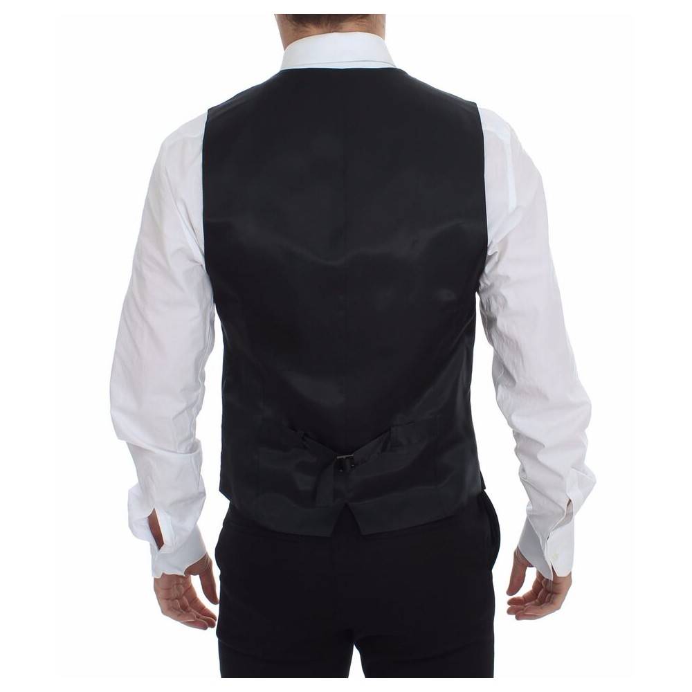 Dolce & Gabbana Elegantes graues gestreiftes Kleid Weste