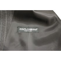 Dolce & Gabbana Elegantes graues gestreiftes Kleid Weste
