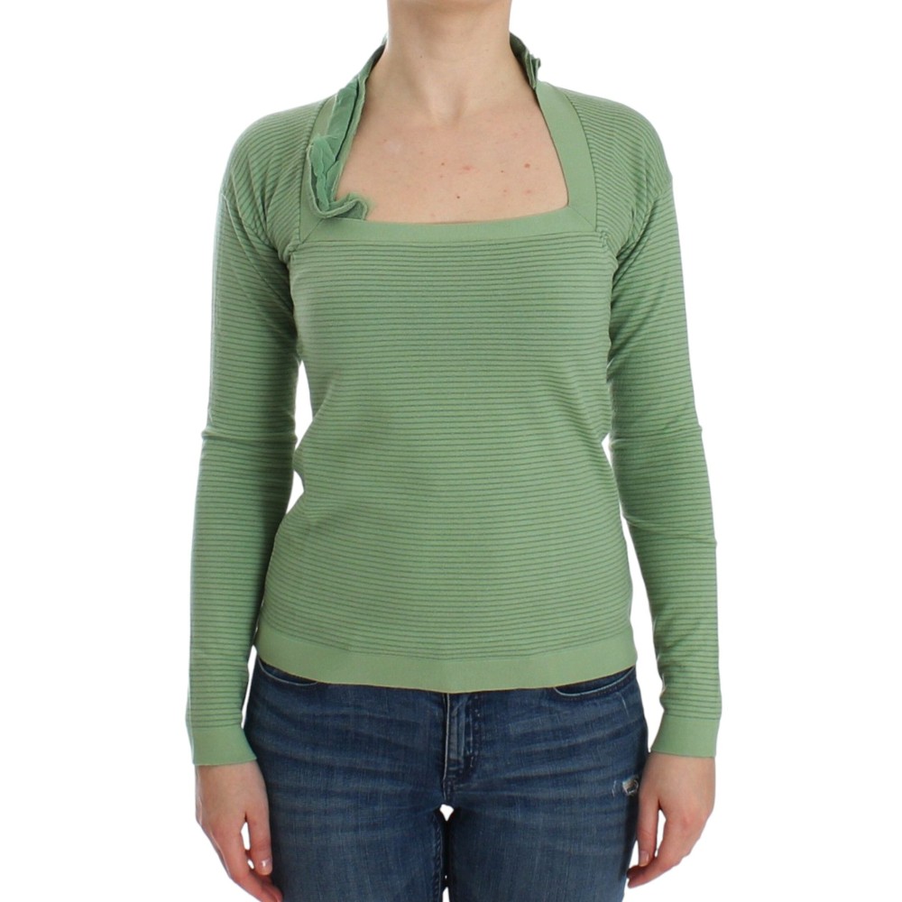 Ermanno Scervino Eleganter grün gestreifter Pullover aus Wollmischung