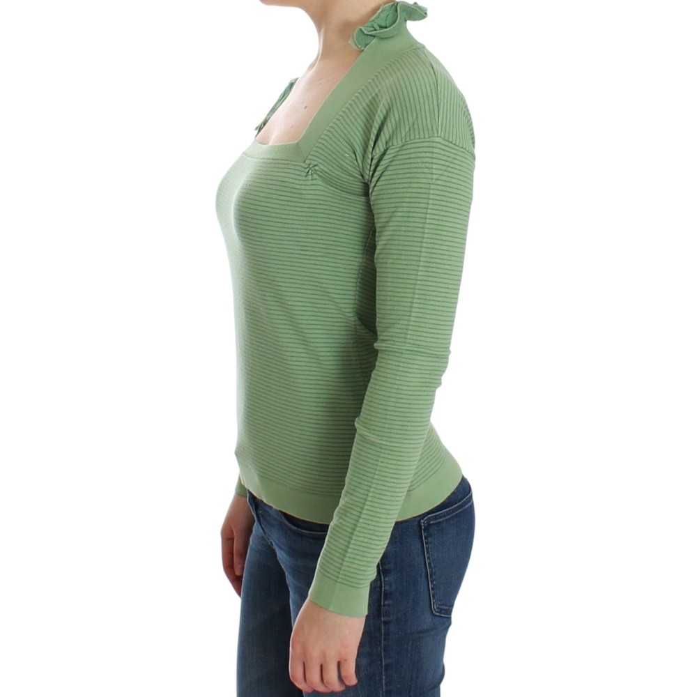 Ermanno Scervino Eleganter grün gestreifter Pullover aus Wollmischung