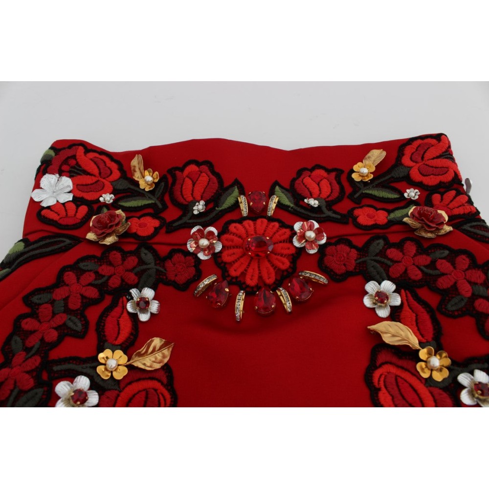 Dolce & Gabbana Elegante Shorts aus Seide mit hoher Taille und Stickerei