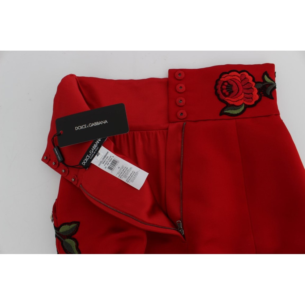 Dolce & Gabbana Elegante Shorts aus Seide mit hoher Taille und Stickerei