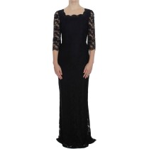 Dolce & Gabbana Elegantes Schwarzes Maxikleid aus geblümter Spitze
