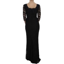 Dolce & Gabbana Elegantes Schwarzes Maxikleid aus geblümter Spitze