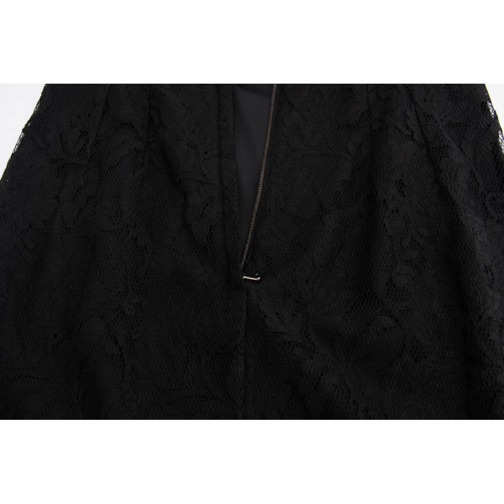 Dolce & Gabbana Elegantes Schwarzes Maxikleid aus geblümter Spitze