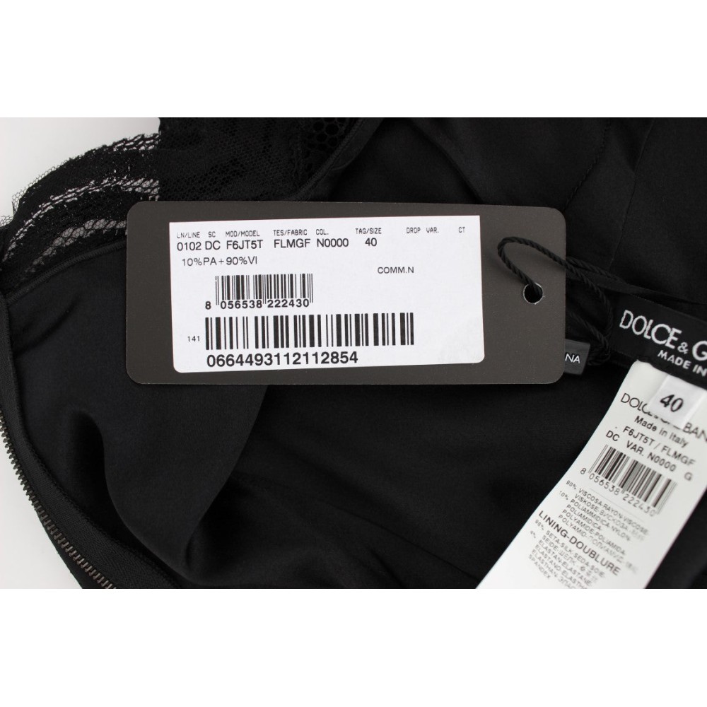 Dolce & Gabbana Elegantes Schwarzes Maxikleid aus geblümter Spitze