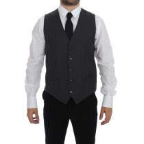 Dolce & Gabbana Elegantes schwarz gestreiftes Wollkleid Vest