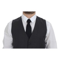 Dolce & Gabbana Elegantes schwarz gestreiftes Wollkleid Vest
