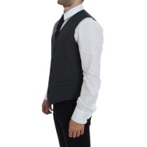 Dolce & Gabbana Elegantes schwarz gestreiftes Wollkleid Vest