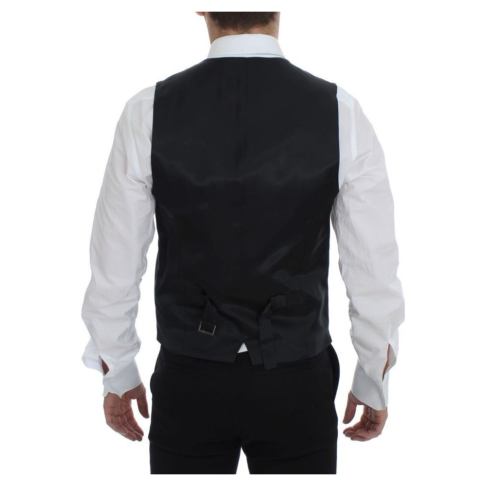 Dolce & Gabbana Elegantes schwarz gestreiftes Wollkleid Vest