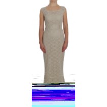 Dolce & Gabbana Elegantes Maxikleid mit floralem Ausschnitt in Beige
