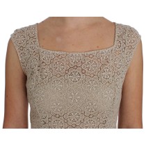 Dolce & Gabbana Elegantes Maxikleid mit floralem Ausschnitt in Beige