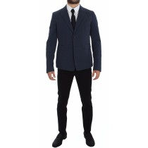 Dolce & Gabbana Elegante blaue Baumwoll-Stretch-Blazer-Jacke