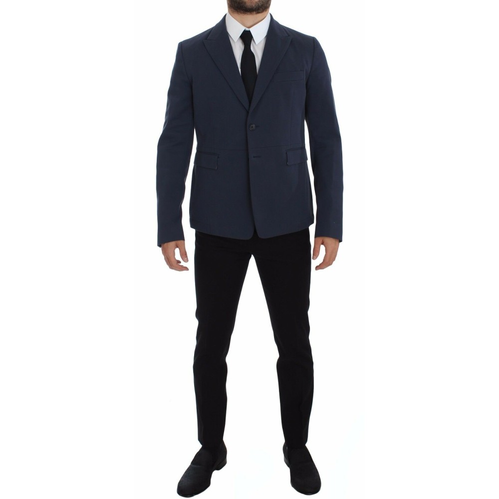 Dolce & Gabbana Elegante blaue Baumwoll-Stretch-Blazer-Jacke