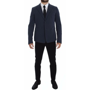 Dolce & Gabbana Elegante blaue Baumwoll-Stretch-Blazer-Jacke