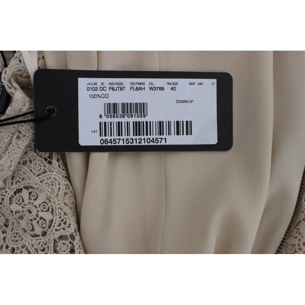Dolce & Gabbana Elegantes Maxikleid mit floralem Ausschnitt in Beige