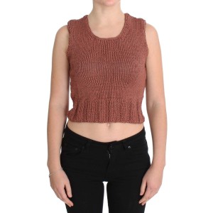 PINK MEMORIES Schicker roter ärmelloser Strickwesten-Pullover