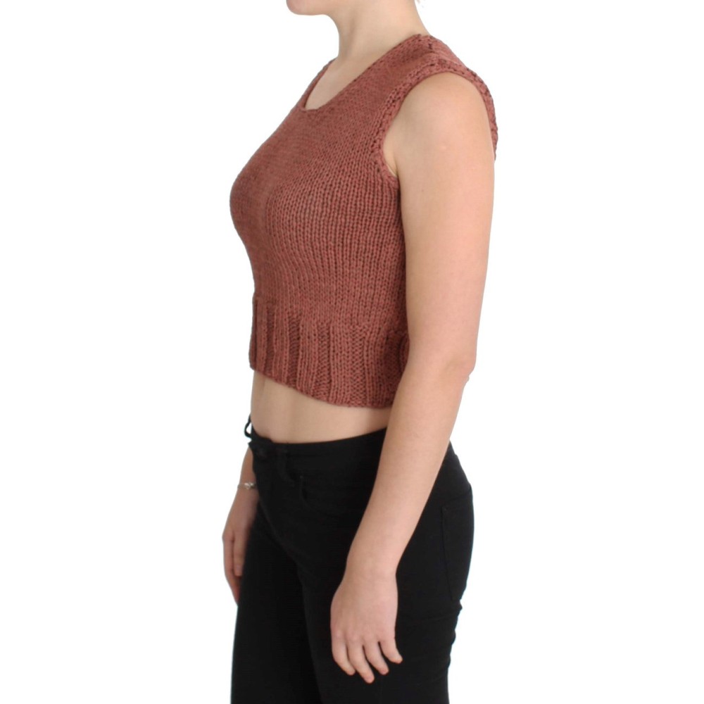 PINK MEMORIES Schicker roter ärmelloser Strickwesten-Pullover