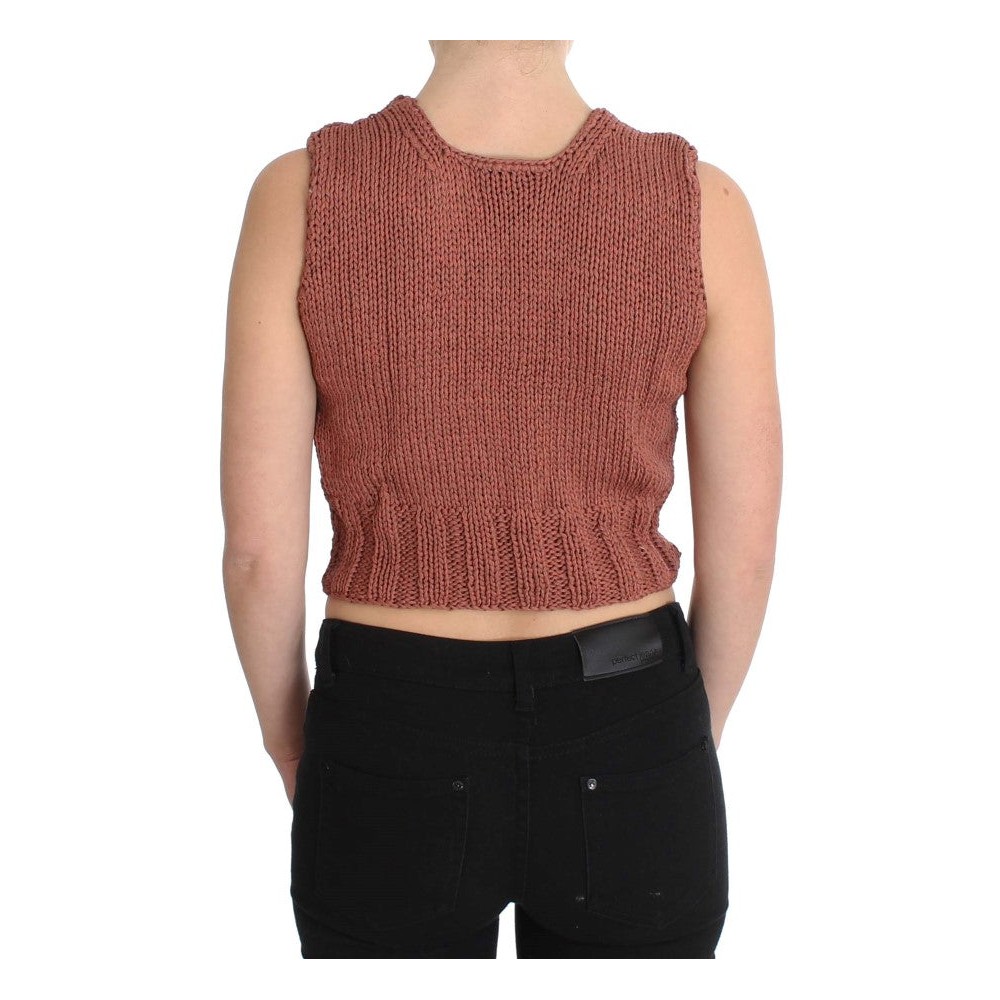 PINK MEMORIES Schicker roter ärmelloser Strickwesten-Pullover
